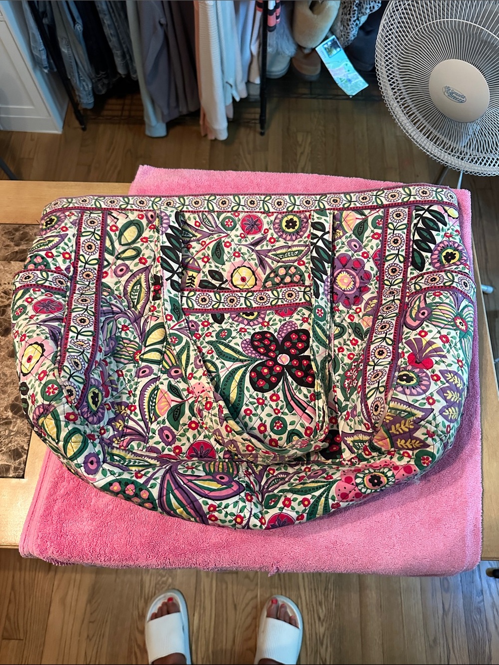 Vera Bradley Quilted Floral Tote in Pink, Green and Purple